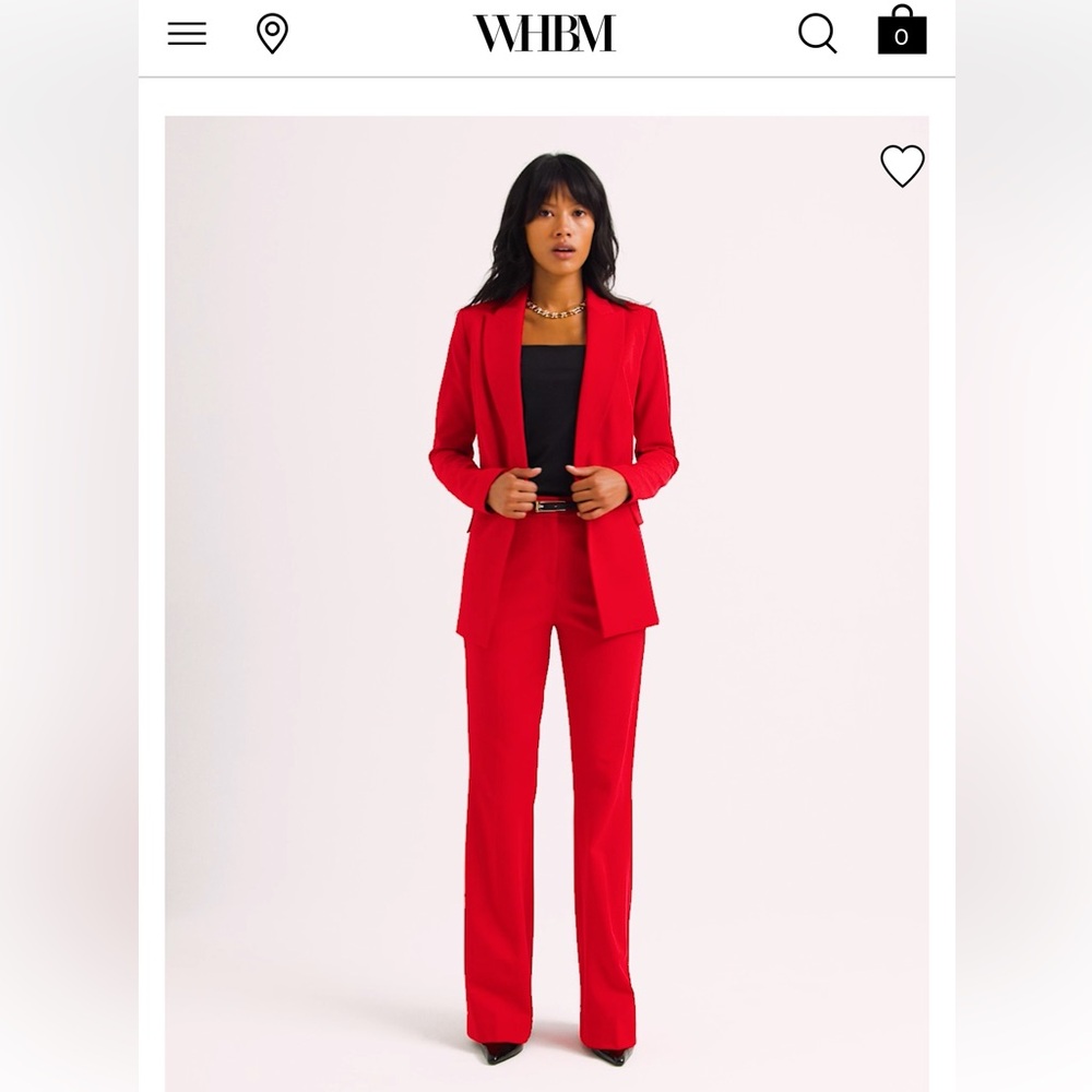 White House Black Market Red Tailored blazer and Wide-Leg Trousers